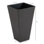 Outsunny 28 Inch Tall Plastic Planters Set of 3 Square Flower Pots Brown - Image 3