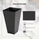 Outsunny 28 Inch Tall Plastic Planters Set of 3 Square Flower Pots Brown - Image 5