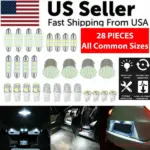 28 Piece White LED Car Interior Light Bulb Assortment, 12V