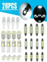 28 Piece White LED Car Interior Light Bulb Assortment, 12V - Image 3