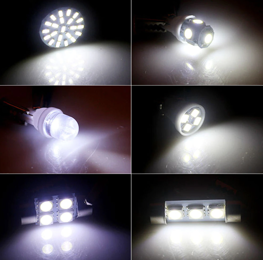 28 Piece White LED Car Interior Light Bulb Assortment, 12V