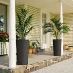29 Inch Outdoor Planter, Set of 2 Plastic Flower Pots, Weather and UV Resistant Stackable Large Planters, Black - Image 2