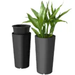 29 Inch Outdoor Planter, Set of 2 Plastic Flower Pots, Weather and UV Resistant Stackable Large Planters, Black - Image 11
