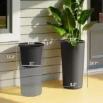 29 Inch Outdoor Planter, Set of 2 Plastic Flower Pots, Weather and UV Resistant Stackable Large Planters, Black - Image 3