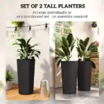 29 Inch Outdoor Planter, Set of 2 Plastic Flower Pots, Weather and UV Resistant Stackable Large Planters, Black - Image 4