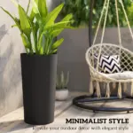 29 Inch Outdoor Planter, Set of 2 Plastic Flower Pots, Weather and UV Resistant Stackable Large Planters, Black - Image 5