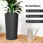 29 Inch Outdoor Planter, Set of 2 Plastic Flower Pots, Weather and UV Resistant Stackable Large Planters, Black - Image 6