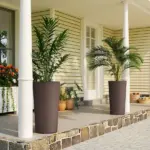 29 Inch Outdoor Planter, Set of 2 Plastic Flower Pots, Weather and UV Resistant Stackable Large Planters, Brown - Image 2