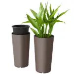 29 Inch Outdoor Planter, Set of 2 Plastic Flower Pots, Weather and UV Resistant Stackable Large Planters, Brown - Image 11