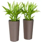 29 Inch Outdoor Planter, Set of 2 Plastic Flower Pots, Weather and UV Resistant Stackable Large Planters, Brown