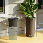 29 Inch Outdoor Planter, Set of 2 Plastic Flower Pots, Weather and UV Resistant Stackable Large Planters, Brown - Image 3