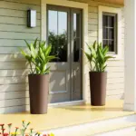 29 Inch Outdoor Planter, Set of 2 Plastic Flower Pots, Weather and UV Resistant Stackable Large Planters, Brown - Image 8