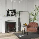 HOMCOM 29" Modern Fireplace Mantel Surround Mantels for Fireplace with Decorative Geometric Pattern, White - Image 2