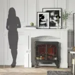 HOMCOM 29" Modern Fireplace Mantel Surround Mantels for Fireplace with Decorative Geometric Pattern, White - Image 3