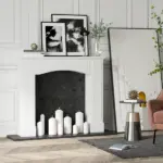 HOMCOM 29" Modern Fireplace Mantel Surround Mantels for Fireplace with Decorative Geometric Pattern, White - Image 10