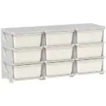 Qaba 3-Tier Kids Storage Unit with 9 Drawers Cream White - Image 11
