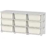 Qaba 3-Tier Kids Storage Unit with 9 Drawers Cream White