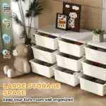 Qaba 3-Tier Kids Storage Unit with 9 Drawers Cream White - Image 4