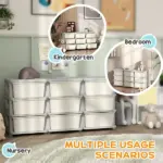 Qaba 3-Tier Kids Storage Unit with 9 Drawers Cream White - Image 5