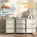 Qaba 3-Tier Kids Storage Unit with 9 Drawers Cream White - Image 6