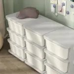 Qaba 3-Tier Kids Storage Unit with 9 Drawers Cream White - Image 9