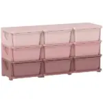 Qaba 3-Tier Kids Storage Unit with 9 Drawers Pink - Image 11