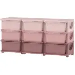 Qaba 3-Tier Kids Storage Unit with 9 Drawers Pink