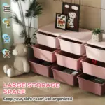 Qaba 3-Tier Kids Storage Unit with 9 Drawers Pink - Image 4
