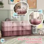 Qaba 3-Tier Kids Storage Unit with 9 Drawers Pink - Image 5