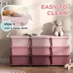 Qaba 3-Tier Kids Storage Unit with 9 Drawers Pink - Image 6