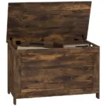 29.9" Wooden Storage Trunk Rustic Brown with 2 Safety Hinges Side Handles Storage Chest for Playroom - Image 11