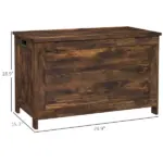 29.9" Wooden Storage Trunk Rustic Brown with 2 Safety Hinges Side Handles Storage Chest for Playroom - Image 3