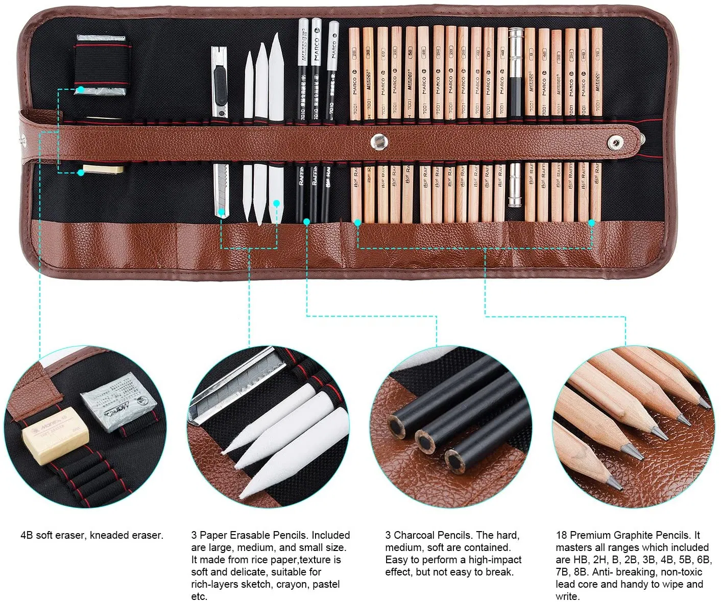 29 Piece Drawing and Sketching Pencil Charcoal Art Set