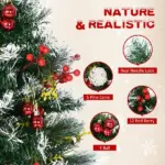 HOMCOM 2ft 2-Pack Outdoor Entryway Pre-Lit Artificial Christmas Tree Cordless with 70 Branches, LED lights, Red Berries, Pine Cones and Balls, Green - Image 6
