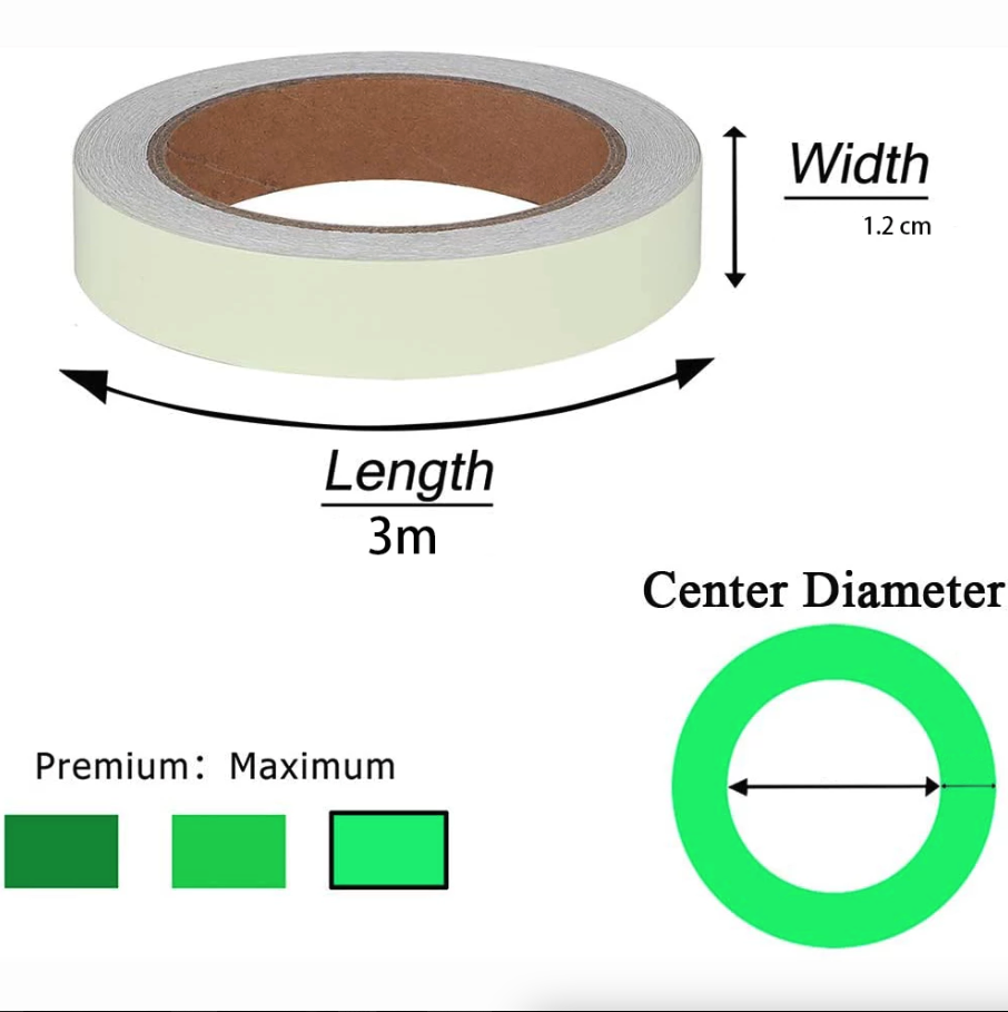 2 Pack Glow in the Dark Self-Adhesive Luminous Tape, 3m x 1.5cm