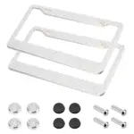 2 Pack Rhinestone Crystal License Plate Frames with Screw Caps - Image 7