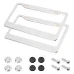 2 Pack Rhinestone Crystal License Plate Frames with Screw Caps - Image 3