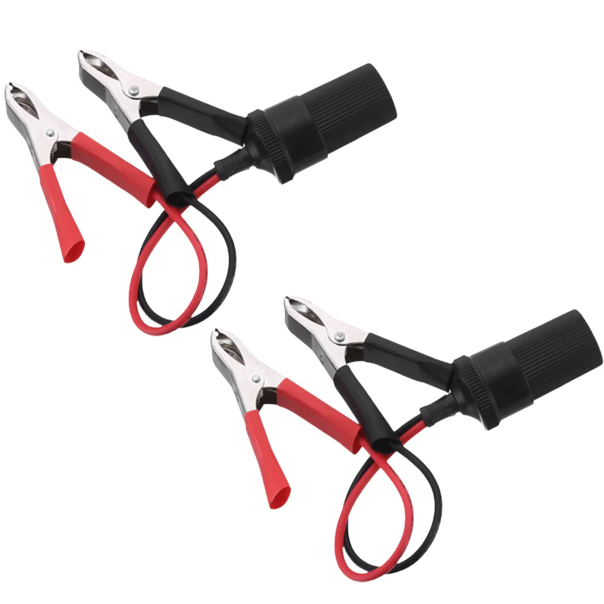 2 Pack 12-24V Battery Clamp to Female Cigarette Lighter Socket Adapters