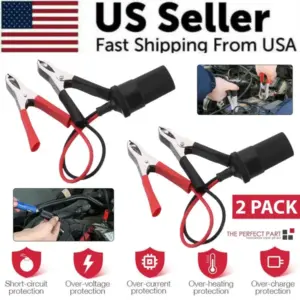 2pcs car battery alligator clamp clip cigarette lighter power adapter socket 12v 6