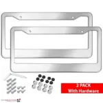 2 Pack Chrome 304 Stainless Steel License Plate Frames with Screw Caps - Image 11