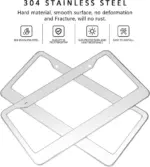 2 Pack Chrome 304 Stainless Steel License Plate Frames with Screw Caps - Image 2