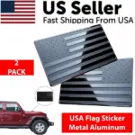 2 Pack Metal USA Flag Car Decal Emblems Black 5 x 3 Inch