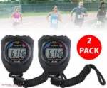 2 Pack Digital Sports Stopwatches with 1/100 Second Split Timing Date and Alarm - Image 12