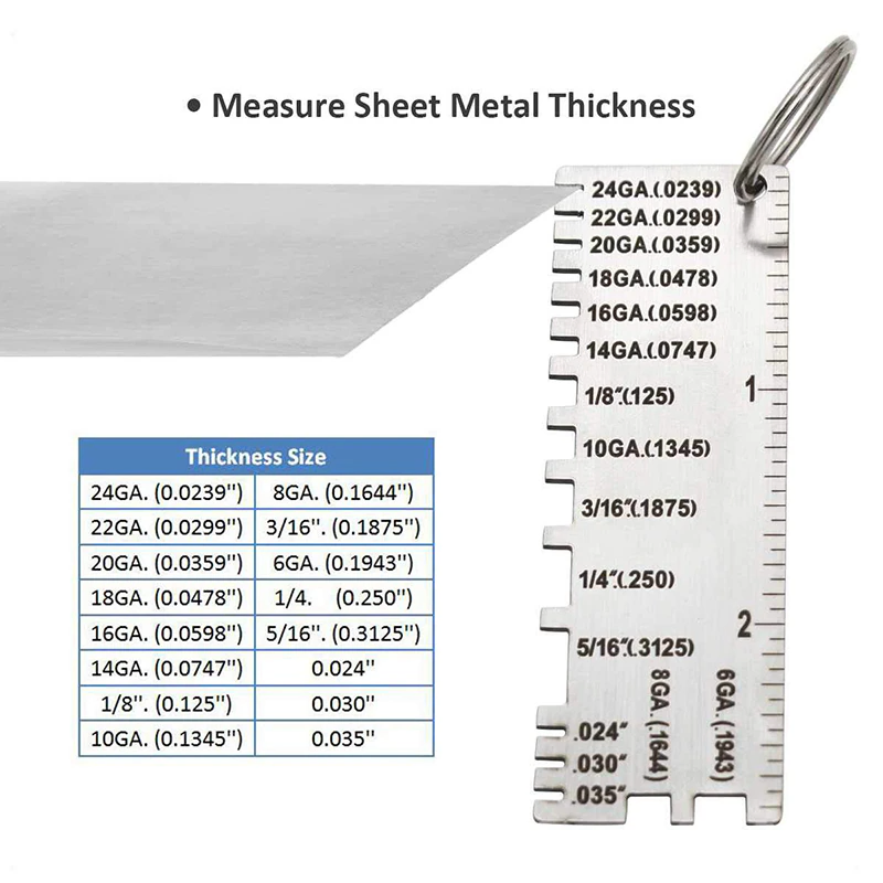 2 Pack Stainless Steel Sheet Metal and Wire Thickness Gauge Measuring Tools