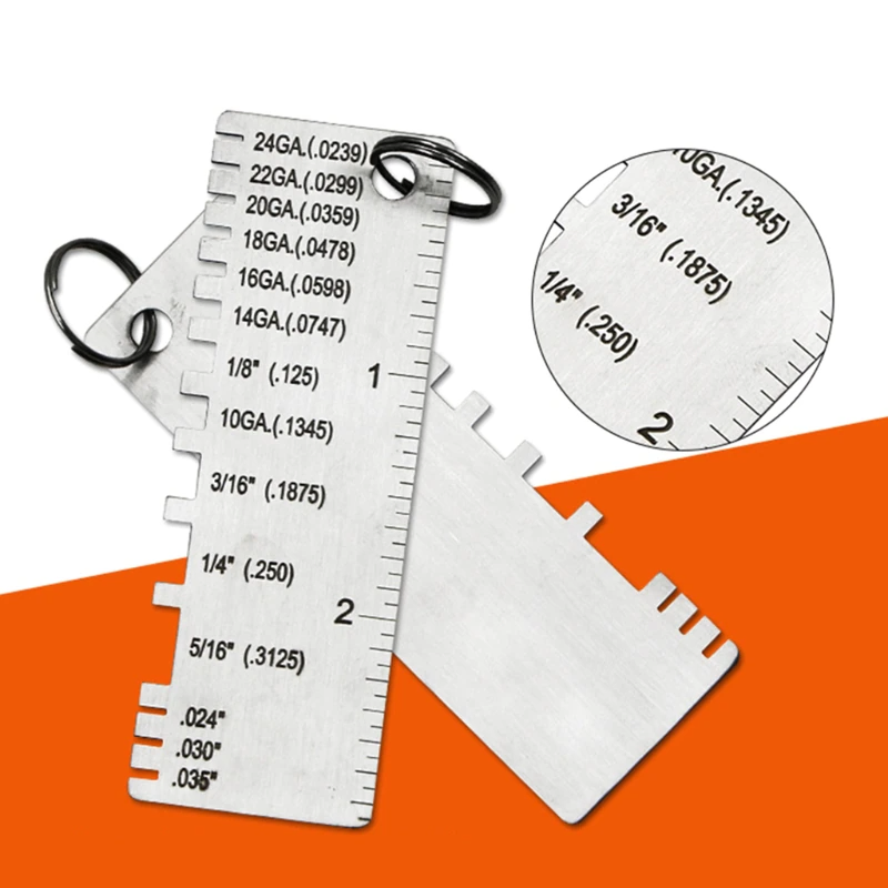 2 Pack Stainless Steel Sheet Metal and Wire Thickness Gauge Measuring Tools