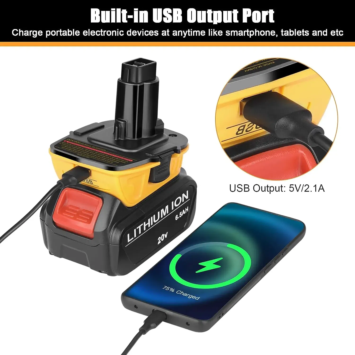 2 Pack DCA1820 Battery Adapters for DeWalt 20V Li-Ion to 18V Tools