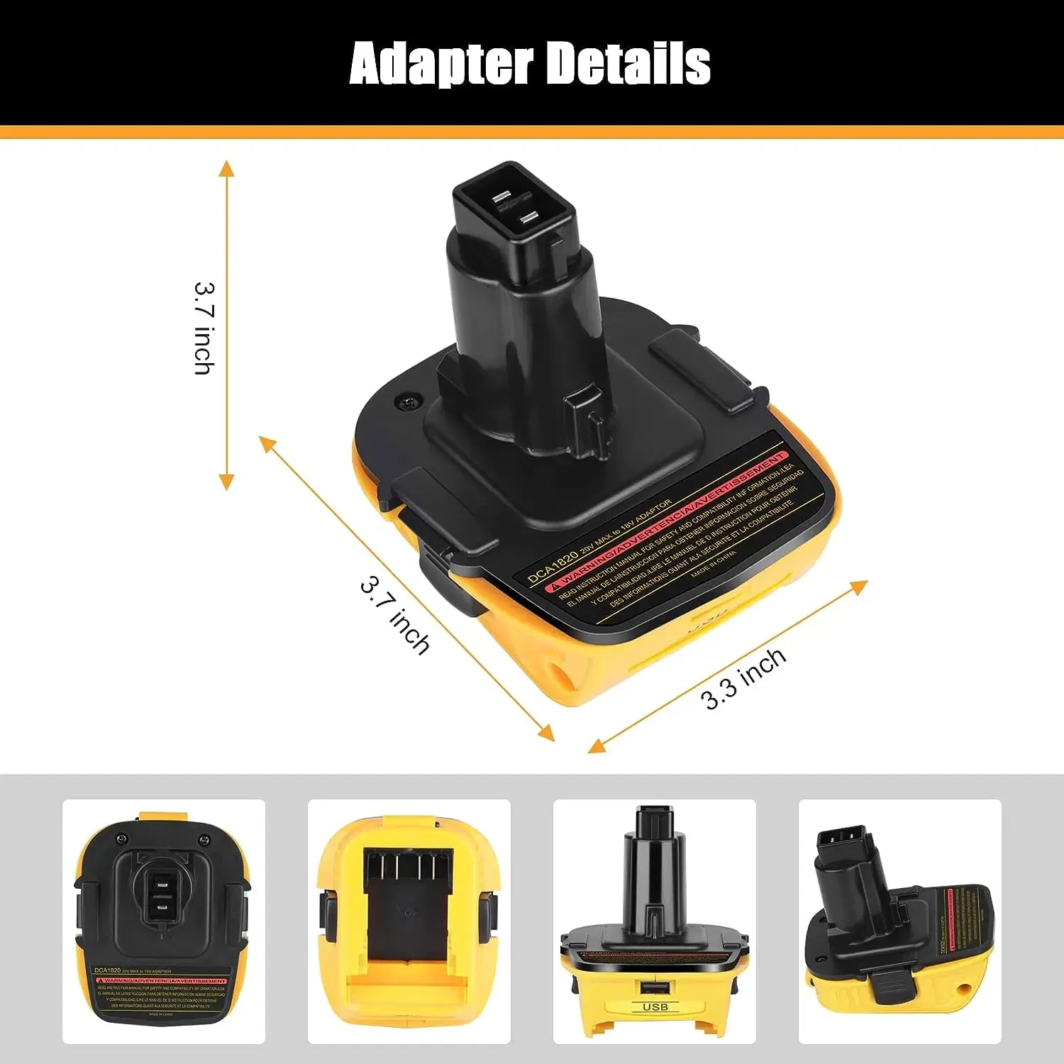 2 Pack DCA1820 Battery Adapters for DeWalt 20V Li-Ion to 18V Tools