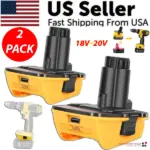 2 Pack DCA1820 Battery Adapters for DeWalt 20V Li-Ion to 18V Tools