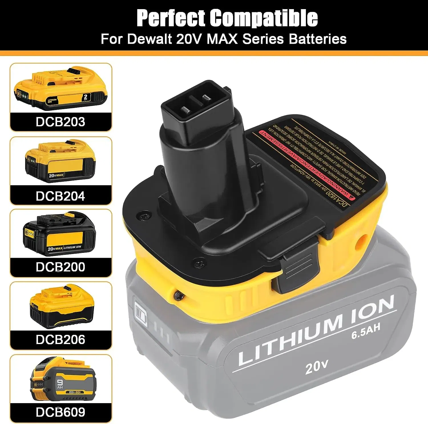 2 Pack DCA1820 Battery Adapters for DeWalt 20V Li-Ion to 18V Tools
