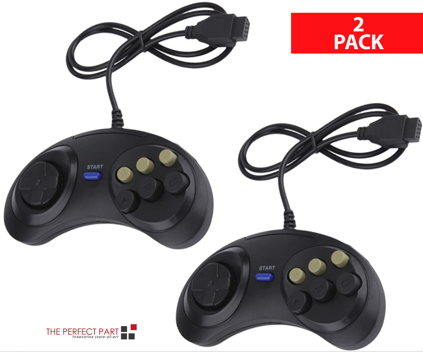 2 Pack 6 Button Game Controllers Compatible with Sega Genesis